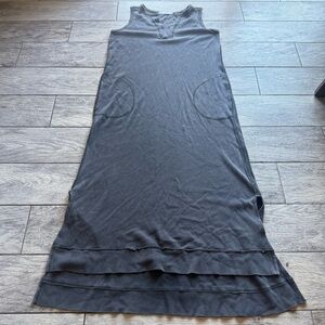 Women’s XL maxi dress waffle Knit Sleeveless Gray Pockets Boho Stretchy